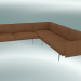 modello 3D Contorno divano angolare (raffinare pelle cognac, alluminio lucidato) - anteprima