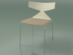 Cadeira empilhável 3710 (4 pernas de metal, com almofada, branco, CRO)