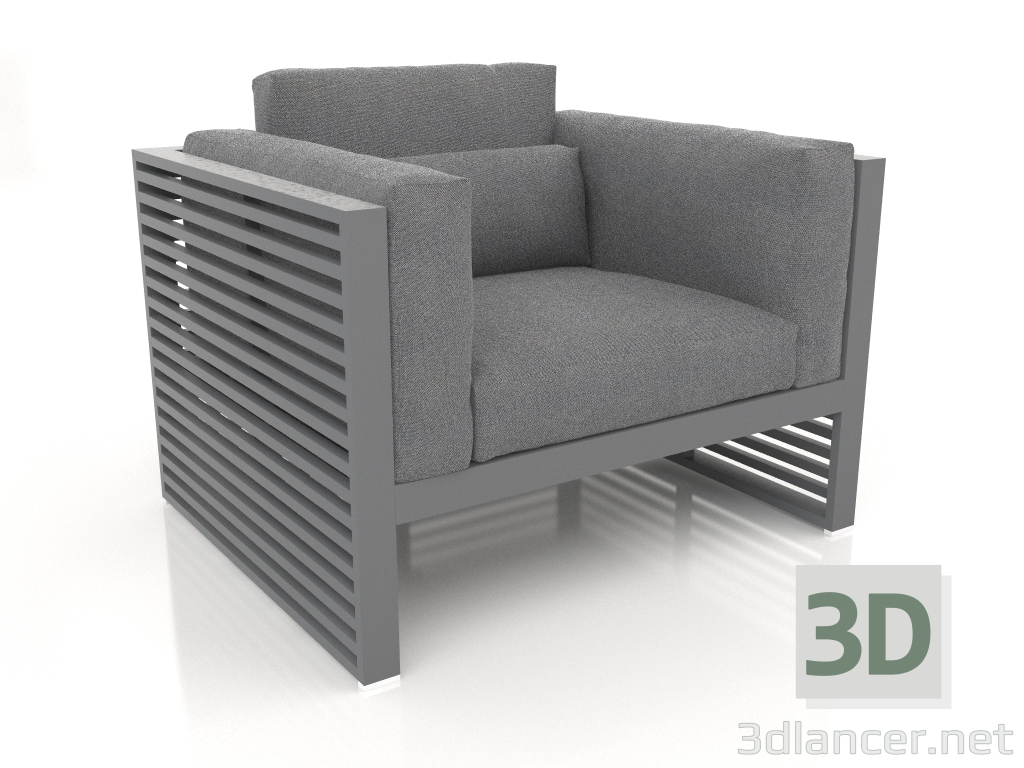 modello 3D Poltrona lounge con schienale alto (Antracite) - anteprima