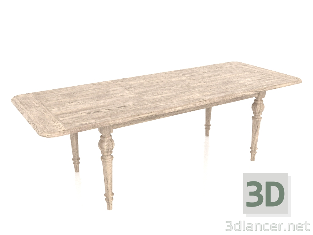 Modelo 3d Mesa de jantar deslizante, desdobrada, 2500 mm (carvalho branco) - preview