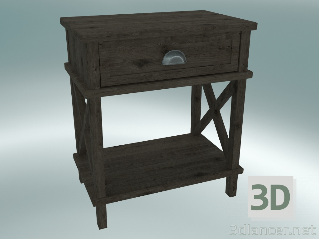 modèle 3D Table de chevet Cambridge avec grand tiroir (chêne foncé) - preview