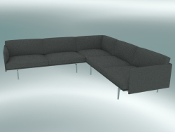 Corner sofa Outline (Remix 163, Polished Aluminum)