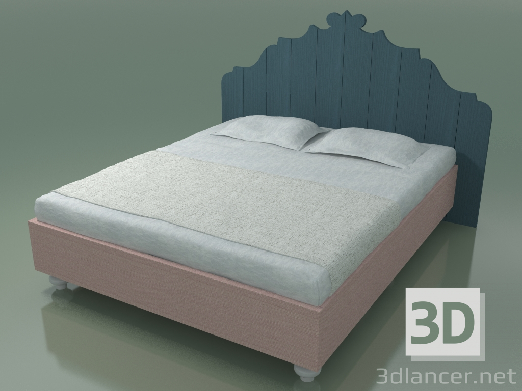 3D modeli Çift kişilik yatak (80 E, Mavi) - önizleme