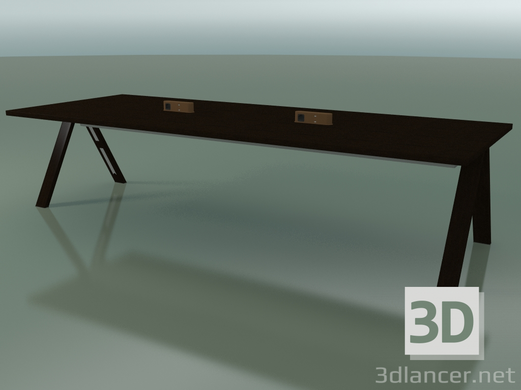 modello 3D Tavolo con piano da ufficio 5010 (H 74 - 320 x 120 cm, wengè, composizione 2) - anteprima