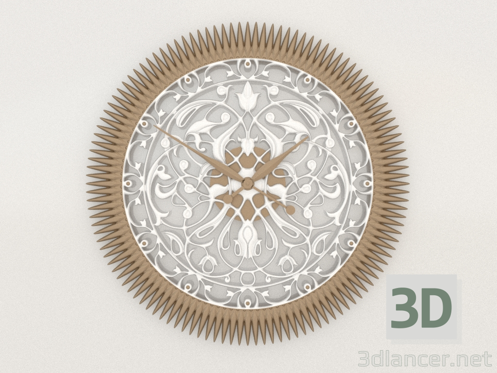3D Modell Wanduhr FLORES (Gold) - Vorschau