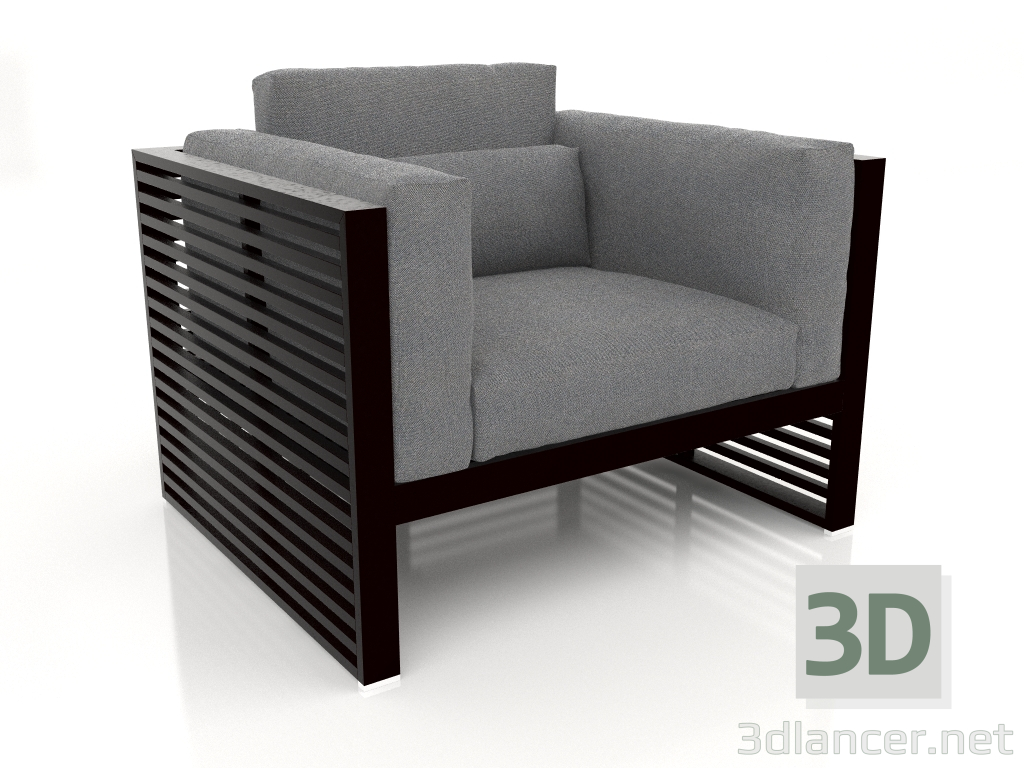 3d model Lounge chair with a high back (Black) - preview