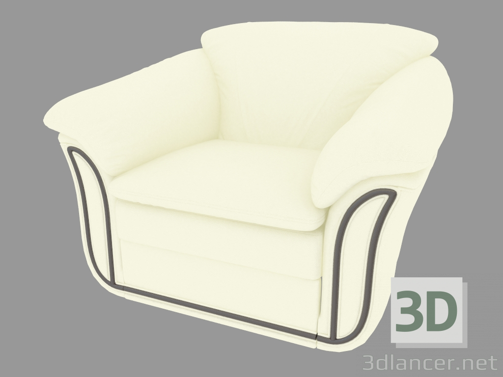 3d model Armchair white leather with dark inset - preview
