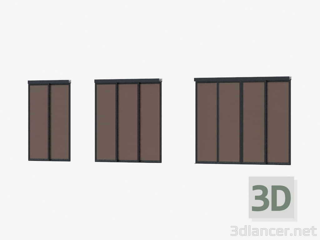 modèle 3D Cloison interroom de A7 (verre bronza noir) - preview