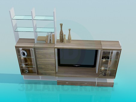 3d модель шкафчик-стенка в гостинную – превью
