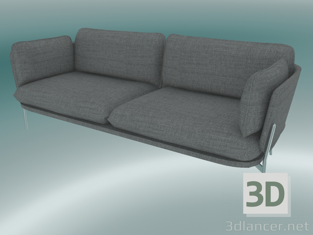 modello 3D Divano divano (LN3.2, 84x220 H 75cm, gambe cromate, Hot Madison 724) - anteprima