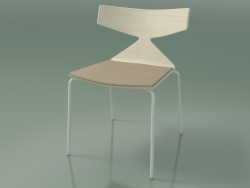 Stackable chair 3710 (4 metal legs, with cushion, White, V12)