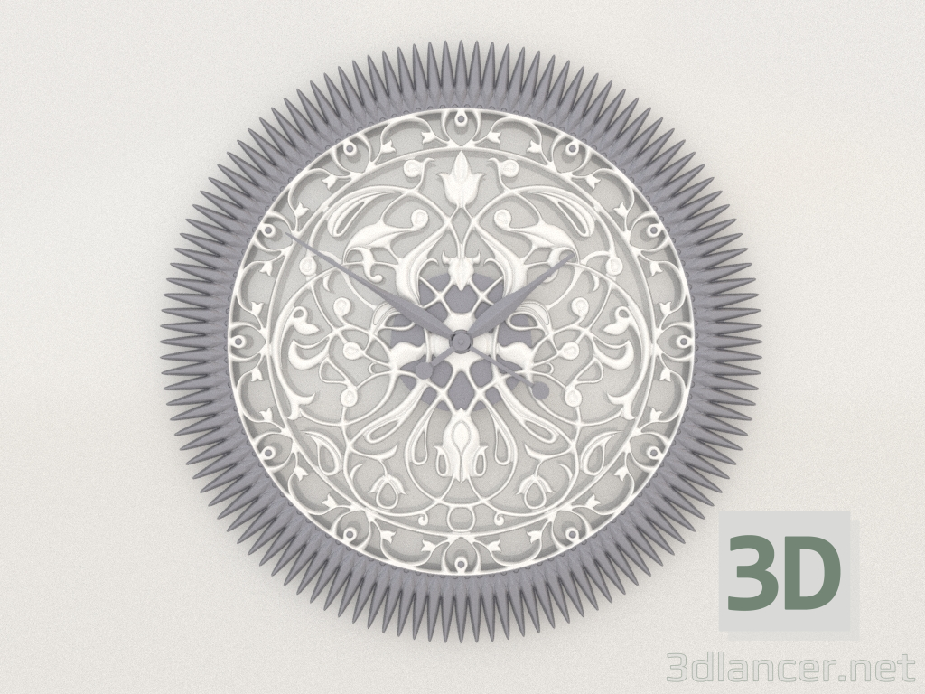 modello 3D Orologio da parete FLORES (argento) - anteprima