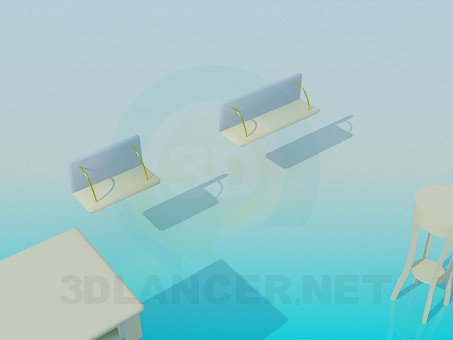 modelo 3D Escritorio, estanterias, mesa con compartimiento de almacenaje - escuchar modelo 3D Escritorio, estanterias, mesa con compartimiento de almacenaje - escuchar