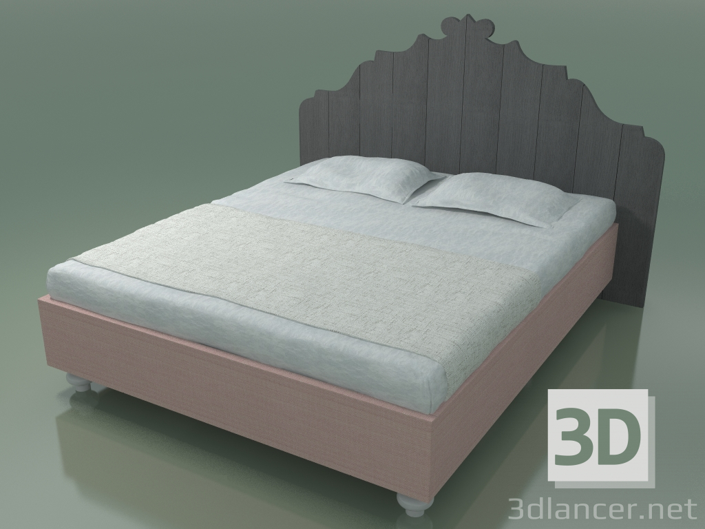 3 डी मॉडल डबल बेड (80 ई, ग्रे) - पूर्वावलोकन