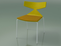 Stapelbarer Stuhl 3710 (4 Metallbeine, mit Kissen, Gelb, V12)