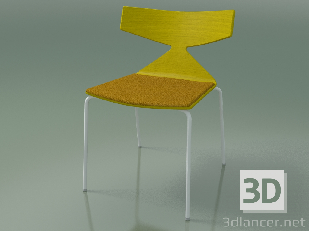 3d model Stackable chair 3710 (4 metal legs, with cushion, Yellow, V12) - preview