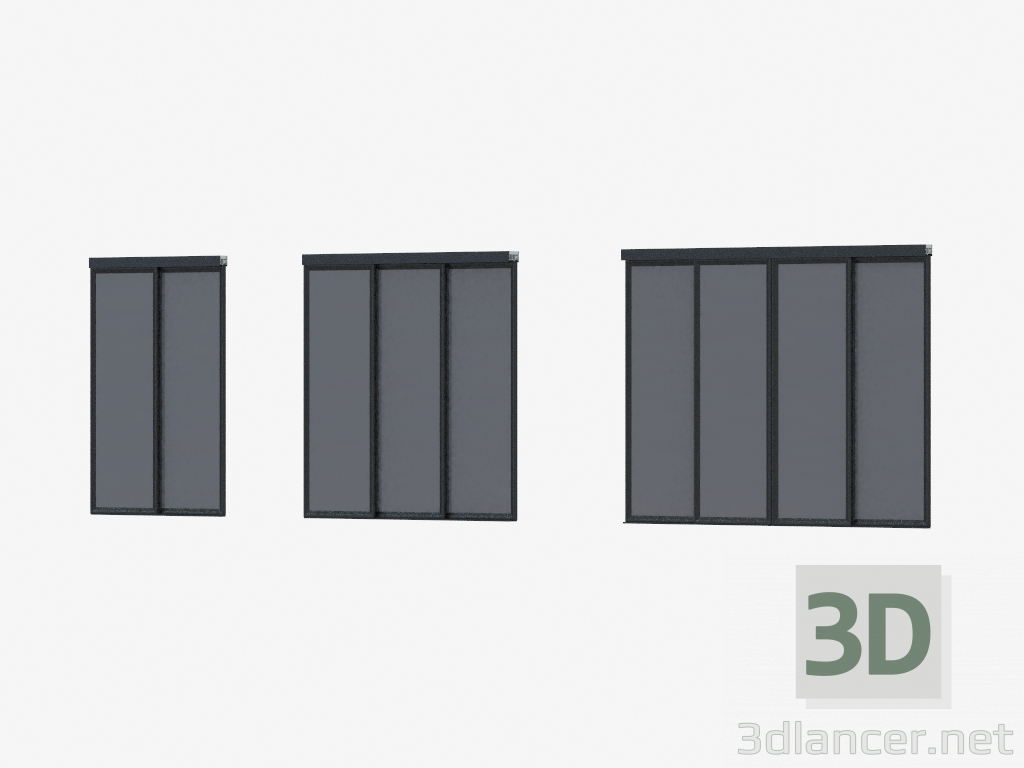 3d model Partición de interroom de A7 (vidrio plateado negro oscuro) - vista previa
