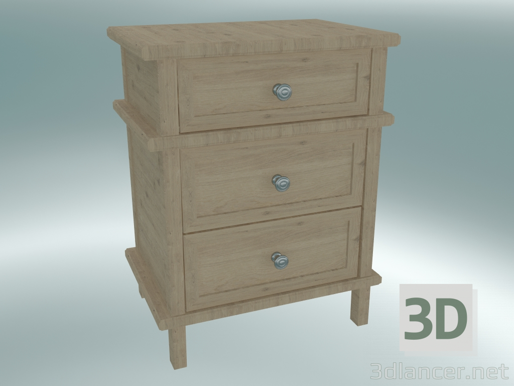 3D Modell Cambridge Nachttisch mit 3 Schubladen klein (Grey Oak) - Vorschau