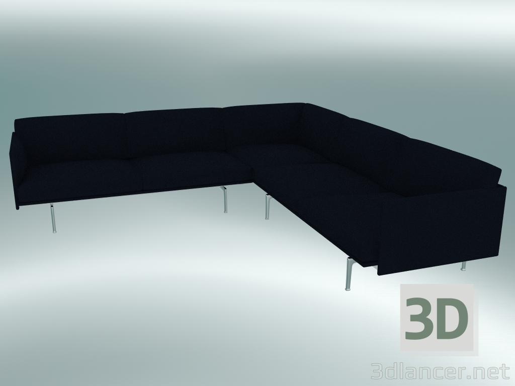 modello 3D Contorno divano angolare (Vidar 554, alluminio lucidato) - anteprima
