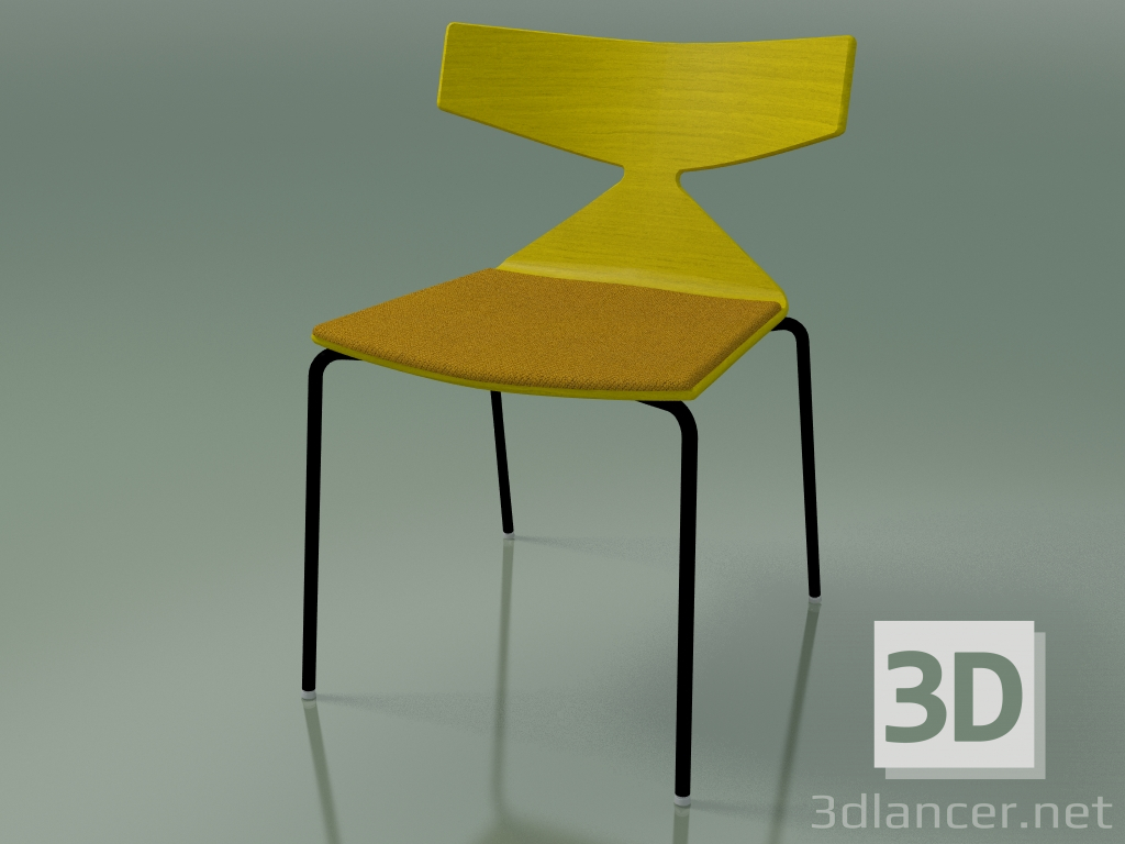 3d model Stackable chair 3710 (4 metal legs, with cushion, Yellow, V39) - preview