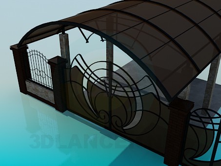 3d model Gates and gate into the yard, carport - preview 3d model Gates and gate into the yard, carport - preview