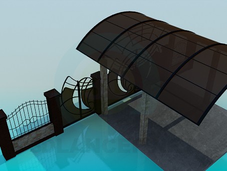 3d model Gates and gate into the yard, carport - preview 3d model Gates and gate into the yard, carport - preview
