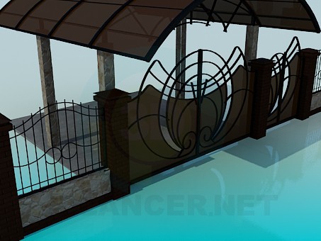 3d model Gates and gate into the yard, carport - preview 3d model Gates and gate into the yard, carport - preview