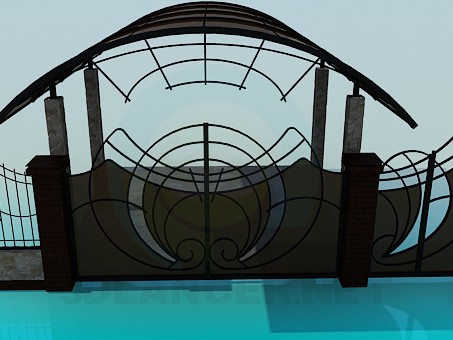 3d model Gates and gate into the yard, carport - preview 3d model Gates and gate into the yard, carport - preview