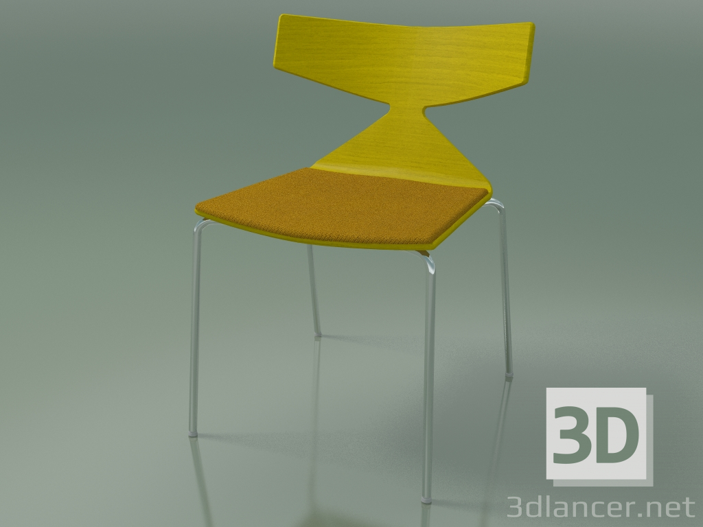 3 डी मॉडल स्टैकेबल कुर्सी 3710 (4 धातु पैर, तकिया के साथ, पीला, सीआरओ) - पूर्वावलोकन