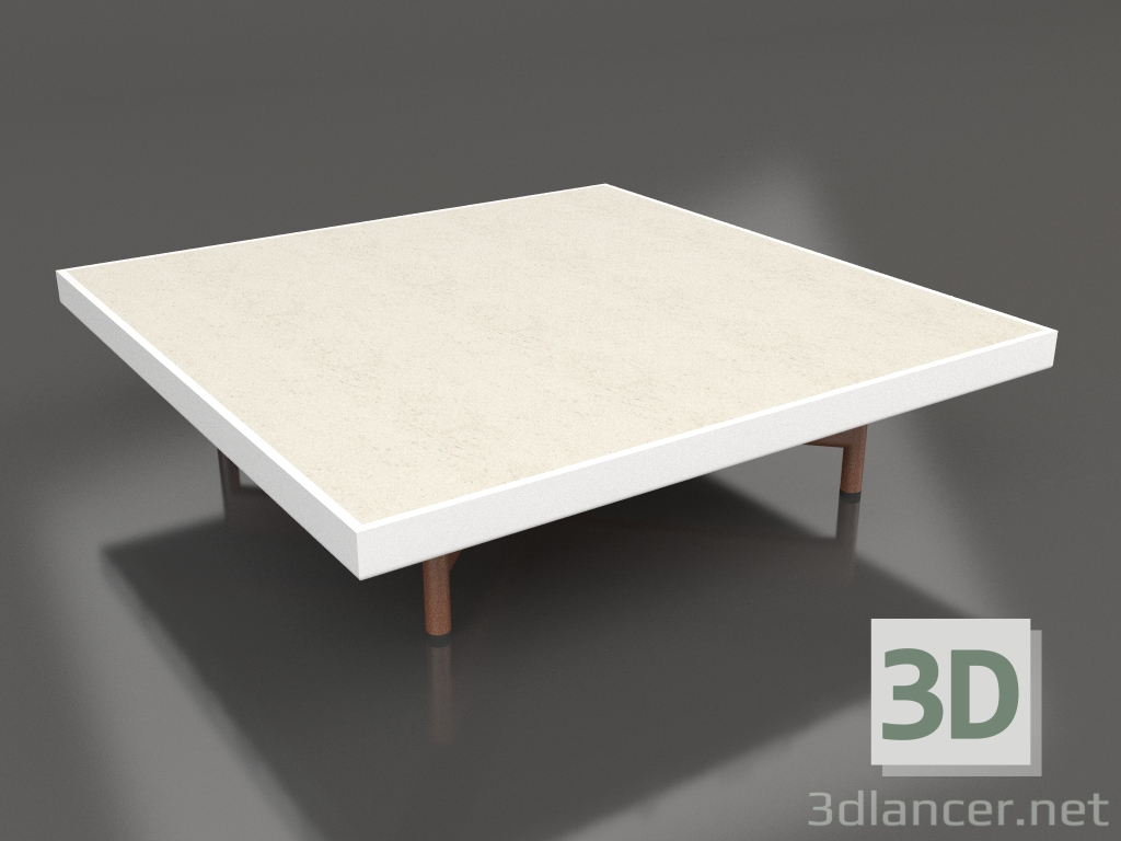 modello 3D Tavolino quadrato (Bianco, DEKTON Danae) - anteprima