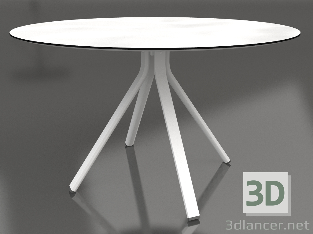 modello 3D Tavolo da pranzo rotondo su gamba colonna Ø120 (Bianco) - anteprima