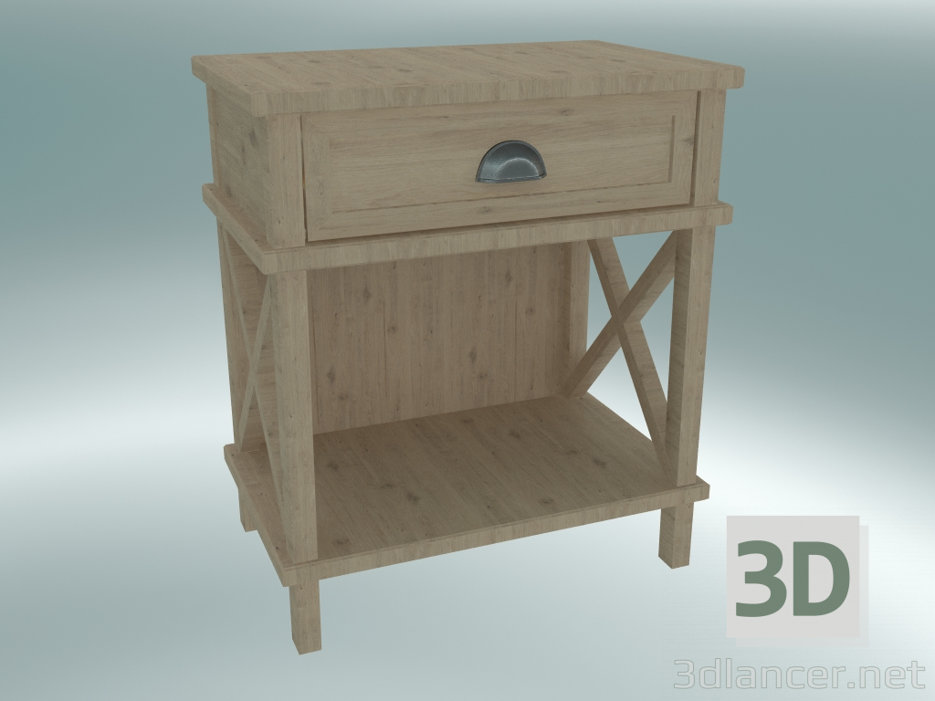 modèle 3D Table de chevet Cambridge avec tiroir et étagère grande (Chêne gris) - preview
