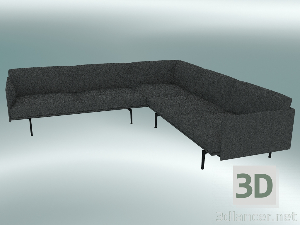 3D modeli Köşe kanepe Anahat (Hallingdal 166, Siyah) - önizleme