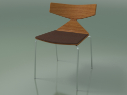 İstiflenebilir sandalye 3710 (4 metal ayak, minderli, Tik görünümlü, CRO)