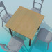3D modeli Kare sehpa sandalye ile - önizleme