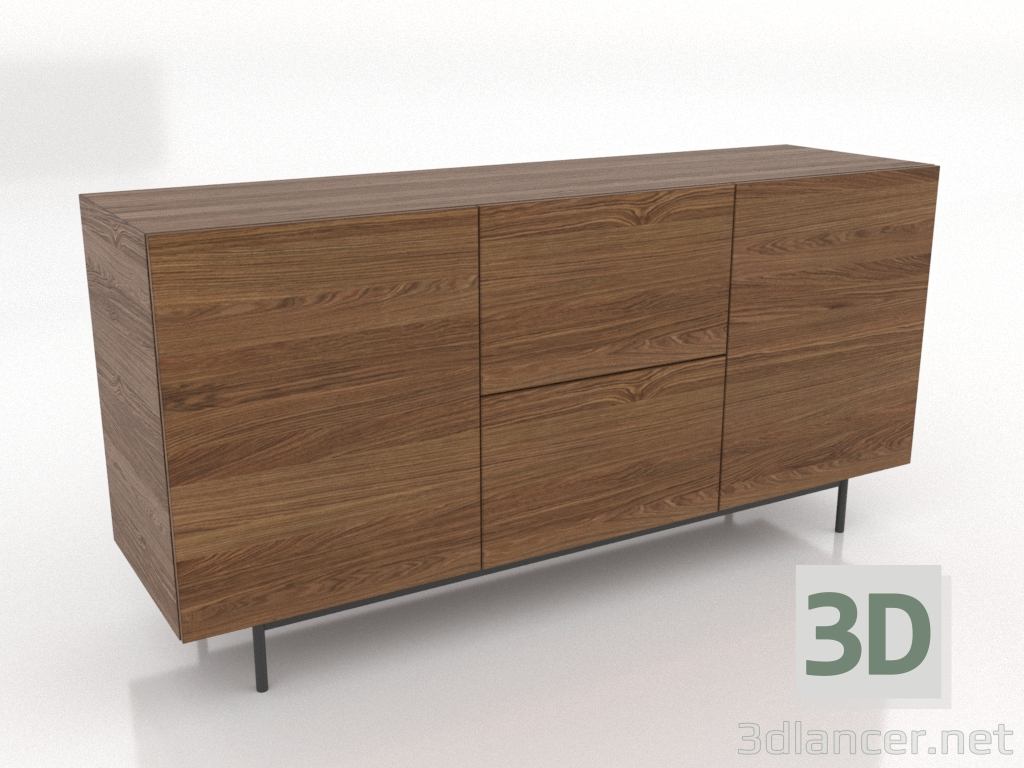 modello 3D Cassettiera 2 1600 mm (noce chiaro) - anteprima modello 3D Cassettiera 2 1600 mm (noce chiaro) - anteprima