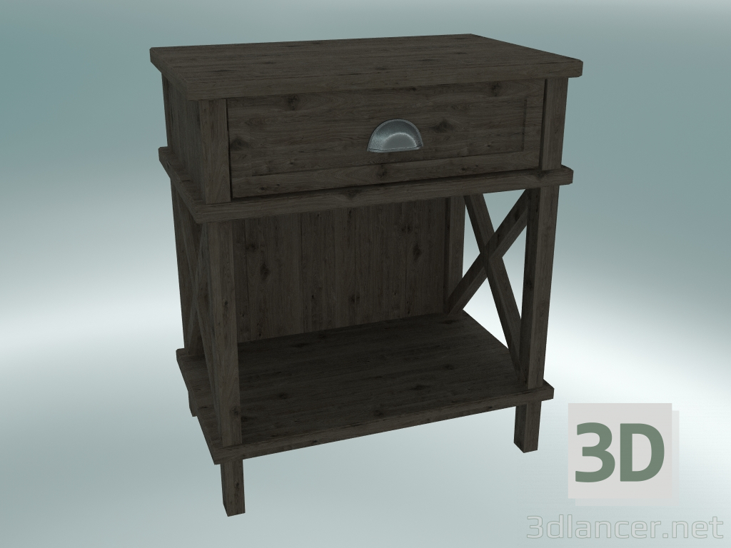 modèle 3D Table de chevet Cambridge avec tiroir et étagère large (Chêne foncé) - preview