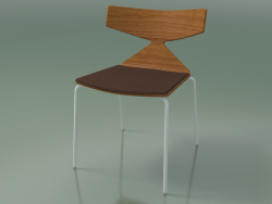 Stapelbarer Stuhl 3710 (4 Metallbeine, mit Kissen, Teak-Effekt, V12)