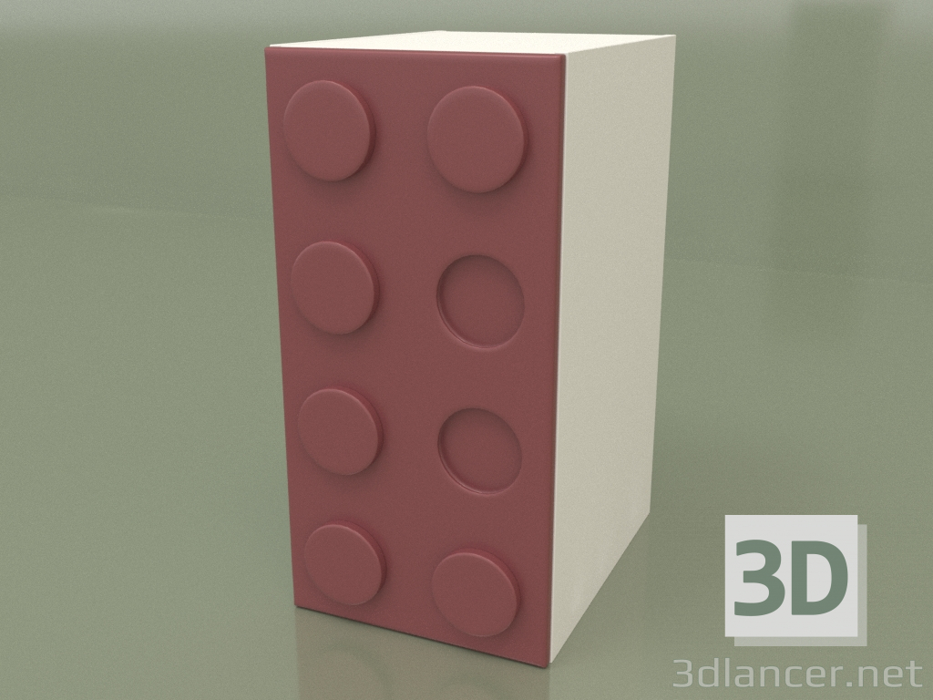 3D Modell Eintüriger Kleiderschrank (Bordeaux) - Vorschau