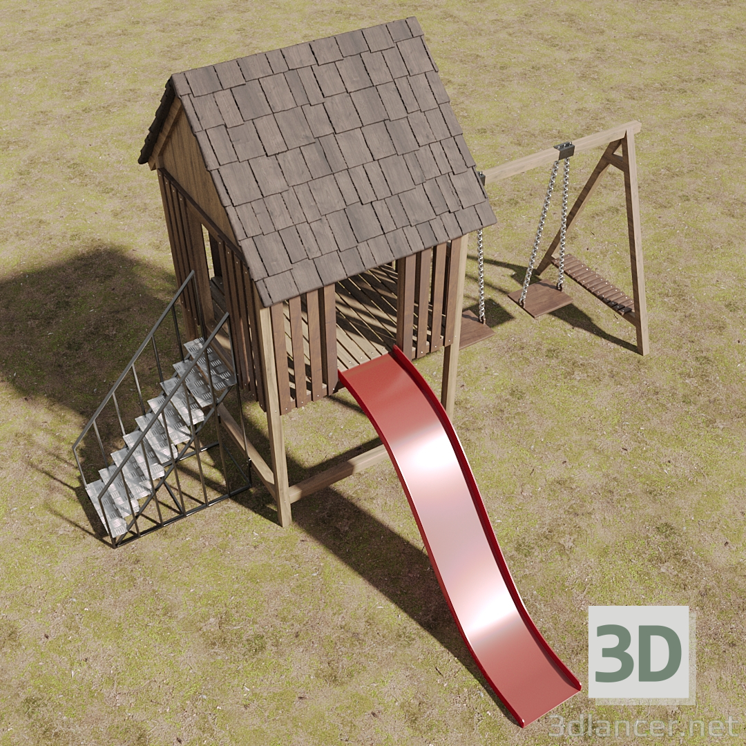 modello 3D di Un'altalena, uno scivolo per un parco giochi per bambini comprare - rendering