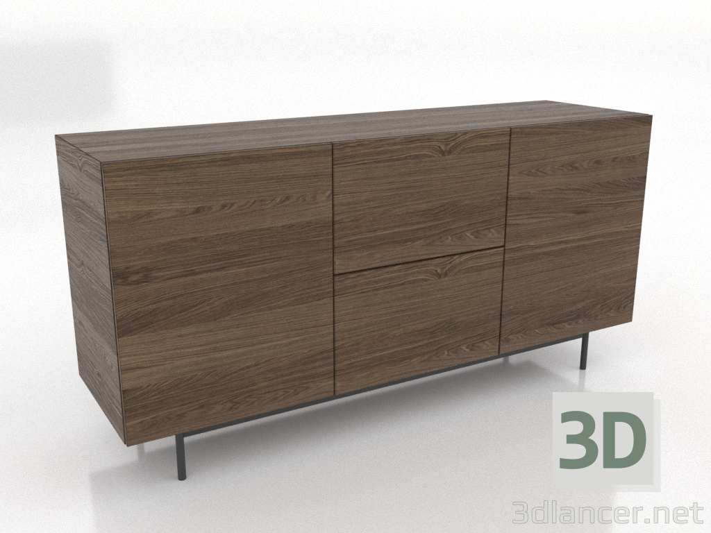 modèle 3D Commode 2 tiroirs 1600 mm (frêne éclairci noyer) - preview