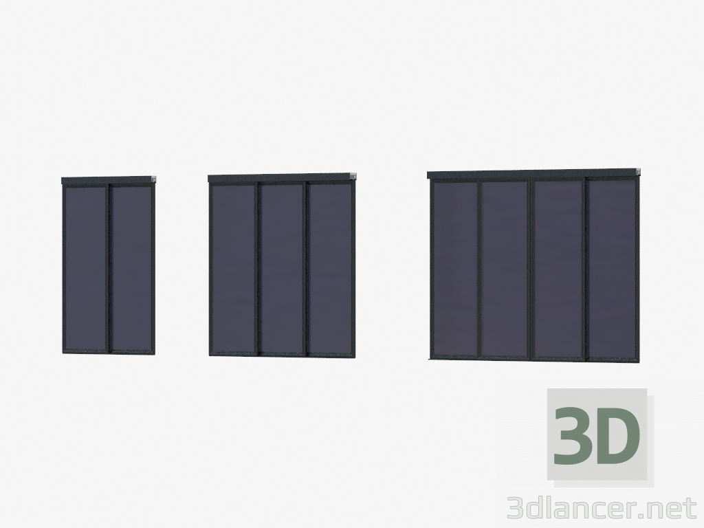 3d model Partición de interroom de A7 (vidrio negro transparente negro) - vista previa