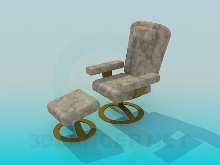 3d модель Кресло с подставкой под ноги – превью 3d модель Кресло с подставкой под ноги – превью