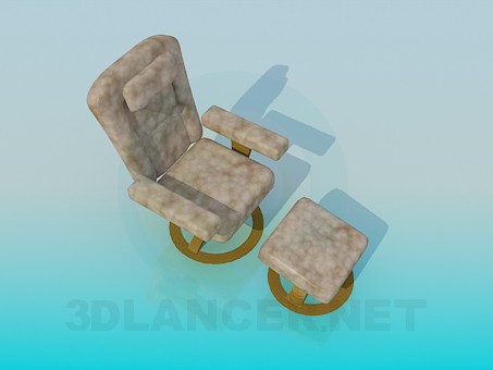 3d модель Кресло с подставкой под ноги – превью 3d модель Кресло с подставкой под ноги – превью