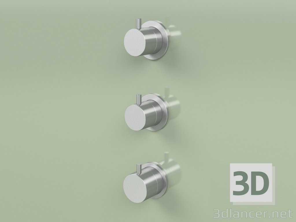 3d model Thermostatic mixer set with 2 shut-off valves (12 49, AS) - preview