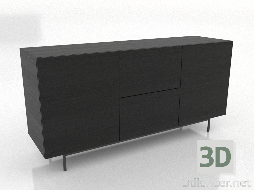 modello 3D Cassettiera 2 1600 mm (nero RAL 9005) - anteprima modello 3D Cassettiera 2 1600 mm (nero RAL 9005) - anteprima