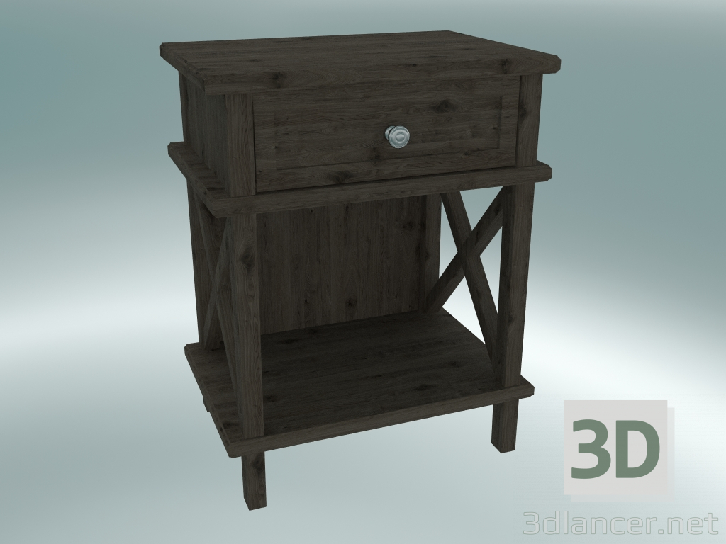 modèle 3D Table de chevet Cambridge avec tiroir et étagère petite (Chêne foncé) - preview