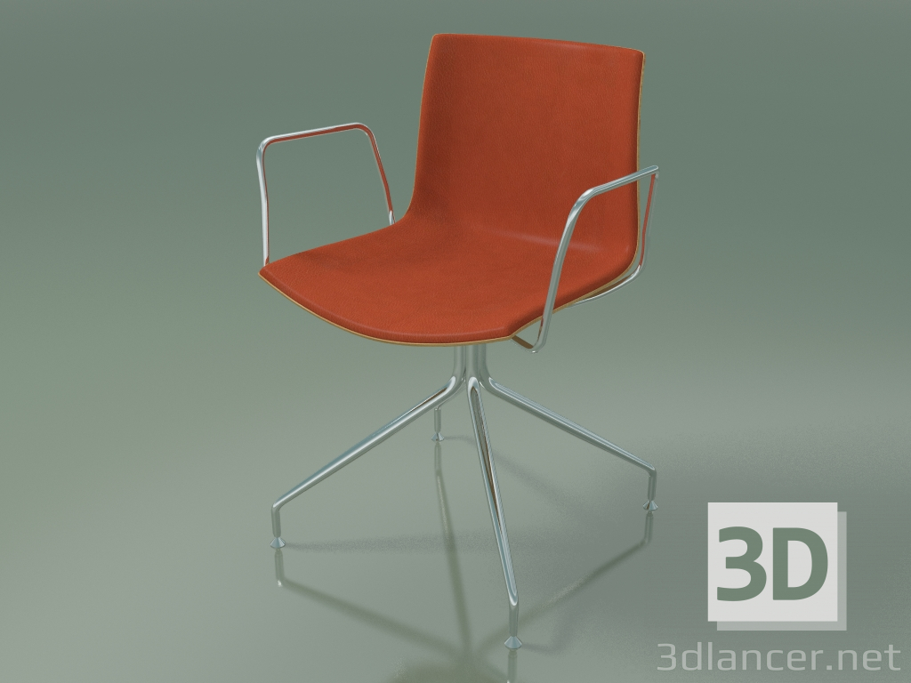 Modelo 3d Cadeira 0331 (giratória, com braços, com acabamento frontal, em carvalho natural) - preview