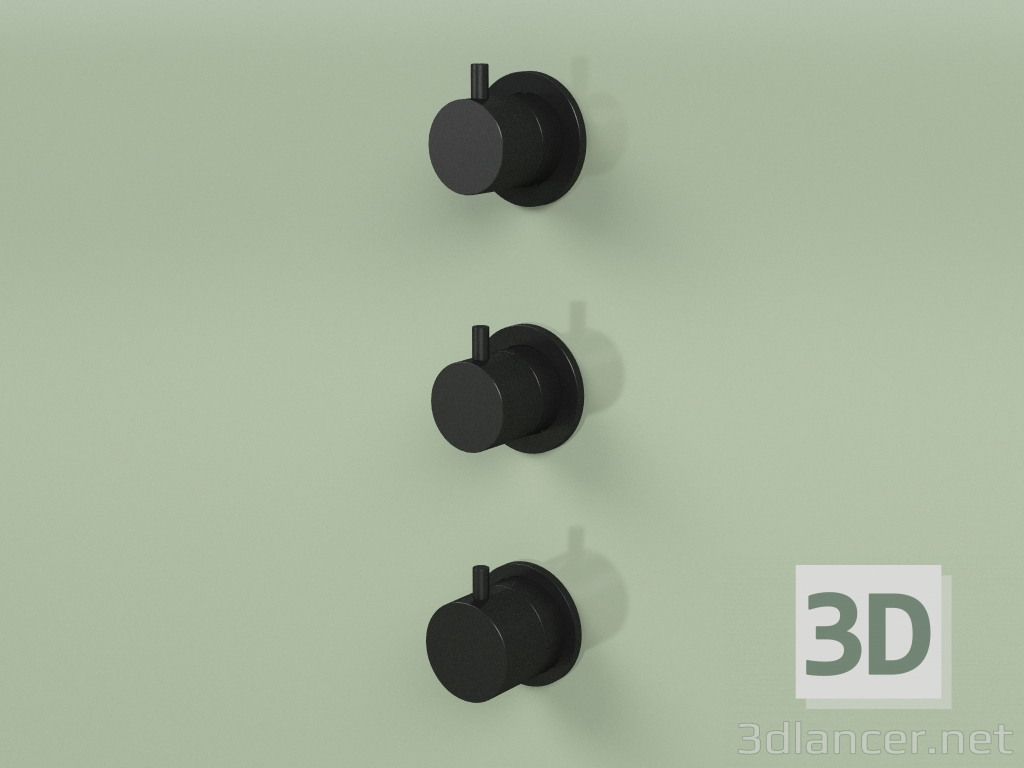 3d model Thermostatic mixer set with 2 shut-off valves (12 49, NO) - preview