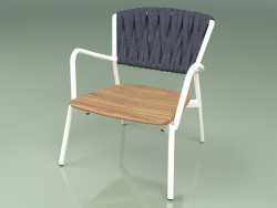 Cadeira 227 (Metal Milk, cinto acolchoado cinza-azul)